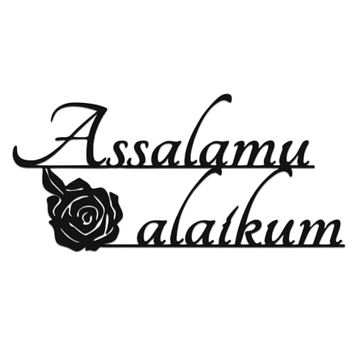 YATEASLU Assalamu Alaikum Sign, Islamic Calligraphy Art | Assalamu Alaikum calligraphy with rose; for living room, mosque; 7x15in; Eid, Ramadan, Muslim gift; Arabic