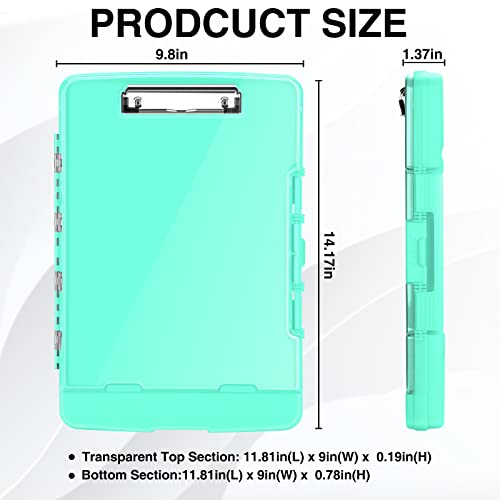 Sooez Original Clipboard with 2 Storage & Pen Holder, Heavy Duty Clip Boards 8.5x11 with Dual Storage, Clearview Dry Erase Coach Clipboard with Real Hinge, High Capacity, School & Office Supplies - color: Turquoise