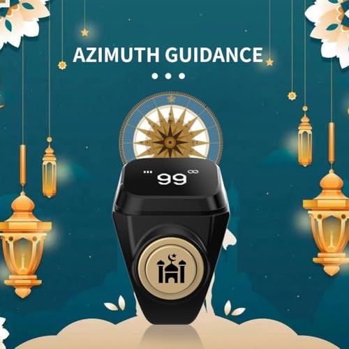 Smart Zikr-Ring, Rechargeable Electronic Digital Tasbih Counter Rings, Waterproof, 3 Sizes Finger Counter for Muslims, Prayer, Reminder(20mm Black) - color: Black, size: 20mm