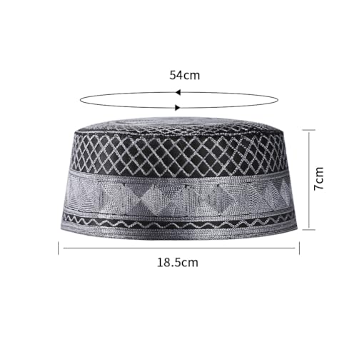 haozaikeji 4pcs Men's Muslim Prayer Kufi Hat Embroidered Islamic Prayer Cap Arabian Omani Turkish Praying Caps Eid Topi Hat - color: White+coffee+grey+dark-grey