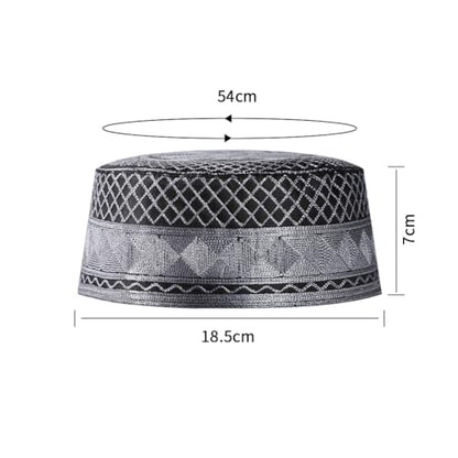 haozaikeji 4pcs Men's Muslim Prayer Kufi Hat Embroidered Islamic Prayer Cap Arabian Omani Turkish Praying Caps Eid Topi Hat - color: White+coffee+grey+dark-grey
