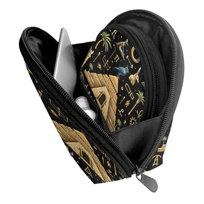 Ancient Egyptian 2-Piece Shell Makeup Bag Set, Large Capacity Travel Cosmetic Bag For Women With Zipper, Waterproof Polyester Toiletry Organizer Pouch For Purse, Travel, Gym & Daily Use - color: Ancient Egyptian