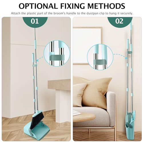 Broom and Dustpan Combo Set,55" Long Handle,Green | Heavy Dust,Dustpans with Broom Combo,House Accessories for Home, Kitchen,Office,Classroom,Apartment,Pet Hair - color: Green