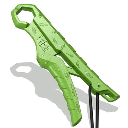7.5'' Floating Fish Gripper, Fishing Grabber | Catfish Mouth Pliers, Caught Bass Holder, Fish Scale Hook Clamp, Saltwater Lip Grip Tool with Lanyard, Gifts for Men - color: Green