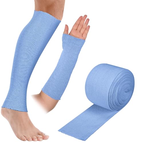 Nuanchu Cotton Stockinette Tubular Elastic Arm Cast Sleeve Roll Elastic Wrap Tube Wrist Wraps Comfortable Cast Stockinette Cosplay Accessories for Arm Leg Knee(Blue,3 Inch X 5.47 Yard) - color: Blue, size: 3 Inch X 5.47 Yard