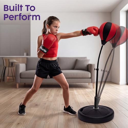 Hurtle Punching Bag with Stand for Adults and Teens, Adjustable Boxing Bag with Premium Gloves, Freestanding Reflex Bag Training Equipment for Home Workout Fitness and Stress Relief - size: 3 FT