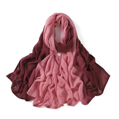 Premium Ombre Viscose Hijab Scarf for Women Muslim Lightweight Gradient Color Shade Hair Wraps Long Hijabs Scarves - color: Red