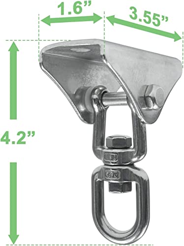 Yes4All Punching Bag Hanger, Stainless Steel Swivel Chain with 4 Snap Hooks for Heavy Bag, Gym Swing, Trapeze, and Hammock - color: Hangers 360 Degree Rotation