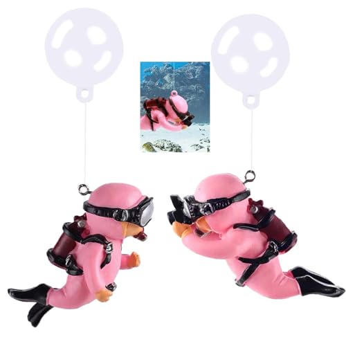 2-Pack Tank Decorations, Cute Little Diver, Aquarium Decoration Accessories Ornaments with Float Ball, Playmate for Tank Suitable for All Kinds of Fish and Tanks (Pink) - color: Pink
