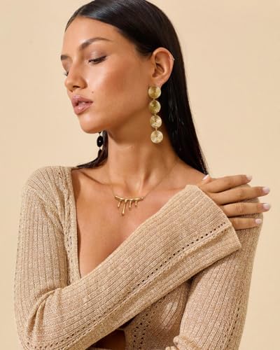 POTESSA 18K Gold Plated Pendant Necklace Medallion Coin Heart Y Shaped Chain Toggle Necklace for Women Jewelry - color: Golden Waterdrop