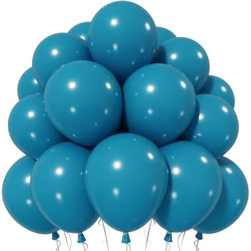 Jobkoo Peacock Blue Balloons 12 Inch, Turquoise Teal Blue Latex Balloon - color: 02-blue-02