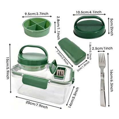 Salad Lunch Container Leakproof Salad Container to Go with 4 Dressing Cups & Folding Fork Portable for Fresh Meal Prep