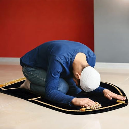 Muslim Prayer Rug with Tasbih Prayer Beads, Extra Thick Padded Non-Slip Islamic Prayer Matt,Turkish Praying Carpet Ottoman Blankets Ramadan Gift for Ramadan, Eid, Hajj, Travel, Pray - color: Couples2