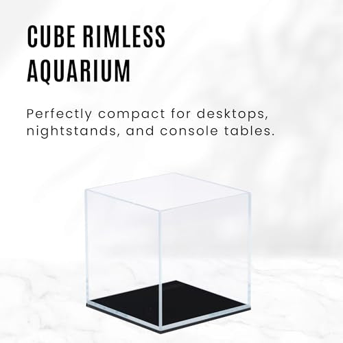 Ultum Nature Systems Ultra Clear Rimless Aquarium - Low Iron Glass Fish Tank with 45° Mitered Edges, 5mm-12mm Thick, Leveling Mat Included (25C, Cube, 4 Gallon) - size: [25C] - 4 Gal - 9.84 x 9.84 x 9.84 in