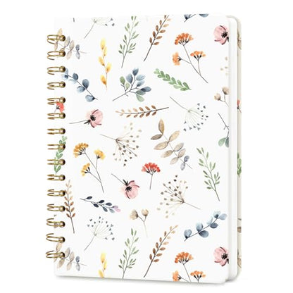 Lined Spiral Journal Notebook, A5 College Ruled Spiral Notebook for Women, Hardcover with Elegant Design for Work and Note-Taking, 5.5 * 8.25 inch, 160 Pages, Leaf - color: Leaf