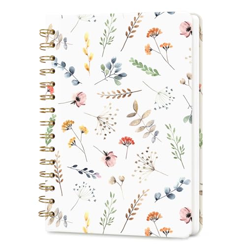 Lined Spiral Journal Notebook, A5 College Ruled Spiral Notebook for Women, Hardcover with Elegant Design for Work and Note-Taking, 5.5 * 8.25 inch, 160 Pages, Leaf - color: Leaf