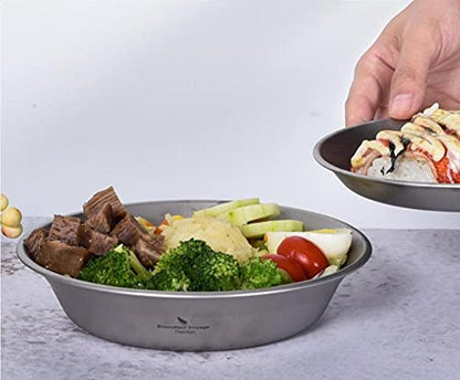 Boundless Voyage Ultralight Titanium Bowl Pan Plate Dish with Carry Bag Outdoor Camping Portable Tableware Cookware (Ti1112T (Shallow Bowl)) - color: Ti1112T (Shallow Bowl)