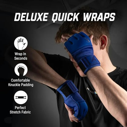 Hayabusa Deluxe Quick Wraps for Men and Women - Boxing & Martial Arts Hand Wraps - color: Blue, size: Small