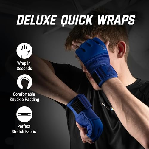 Hayabusa Deluxe Quick Wraps for Men and Women - Boxing & Martial Arts Hand Wraps - color: Blue, size: X-Large