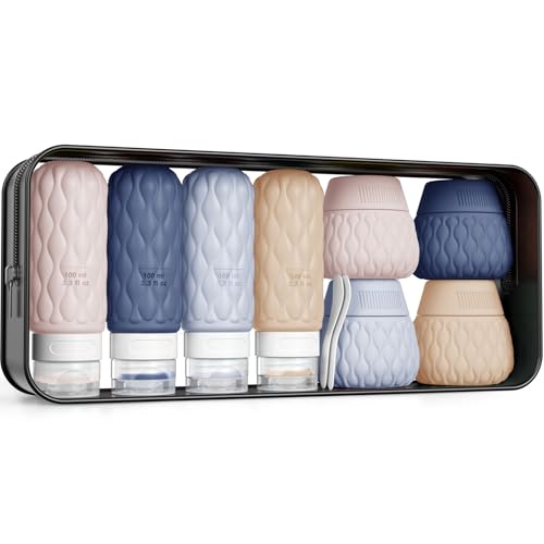 Travel Bottles for Toiletries Silicone Travel Size Containers 3.4oz 1.7oz - color: Muted Cloudy-3.4oz/1.7oz