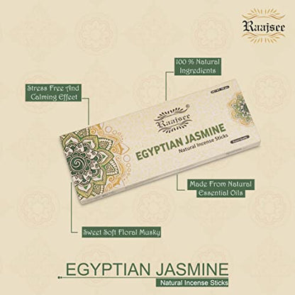 Raajsee Jasmine Flower Natural Incense Sticks 100 Gm Pack-100% Pure Organic Natural Hand Rolled Free from Chemicals-Perfect for Church,Aroma Therapy,Relaxation,Meditation,Positivity,Healing 100gm Pack - color: Jasmine