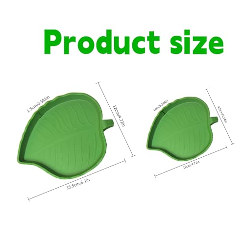2PCS Reptile Food Water Bowl, Leaf Shape Dish for Tortoise Lizard Gecko | leaf-shaped plastic bowls (2 sizes),durable&bite-resistant.Shallow edges for easy access,easy to clean.For turtles,lizards