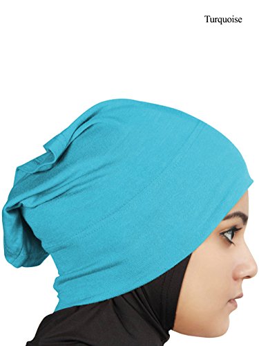 MyBatua Women's 2-Piece Al-Amira Hijab with Under Scarf/Cap/Bonnet in Soft Viscose Jersey, Ready to Wear HJ-129 - color: Turquoise