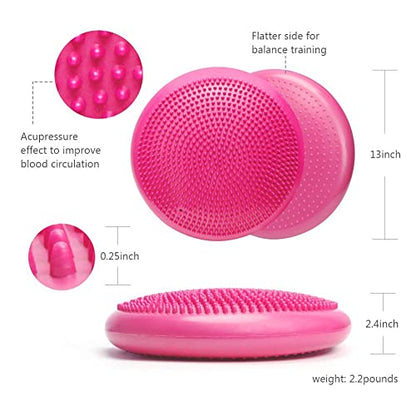 WIWAPLE Wiggle Seat, Inflatable Stability Balance Disc Wobble Cushion, Balance Disc Wiggle Seat, Flexible Seating Classroom with Free Air Pump Sensory Kids (Office & Home & School) - color: Pink