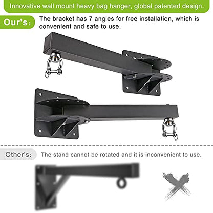 SELEWARE Wall Mount Heavy Bag Hanger Heavy Duty Punching Bag Hanger | 500LB Capacity Adjustable 360° Swivel Heavy Bag Bracket for Home Gym Indoor Outdoor Boxing, Muay Thai and MMA Training - size: A: 24" length (with spring)