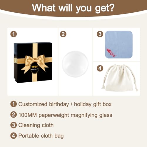 4 Inch Optics Glass Dome Magnifier Paperweight Reading Magnifying Glass Paperweight Optical Half Ball Lens with Gift Box - color: 100mm Glass