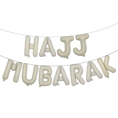HAJJ MUBARAK Party Balloon for Festival Gathering Decorations Eid Mubarak Party Supplies Decorations (HAJJ MUBARAK Cream) - color: Hajj Mubarak Cream