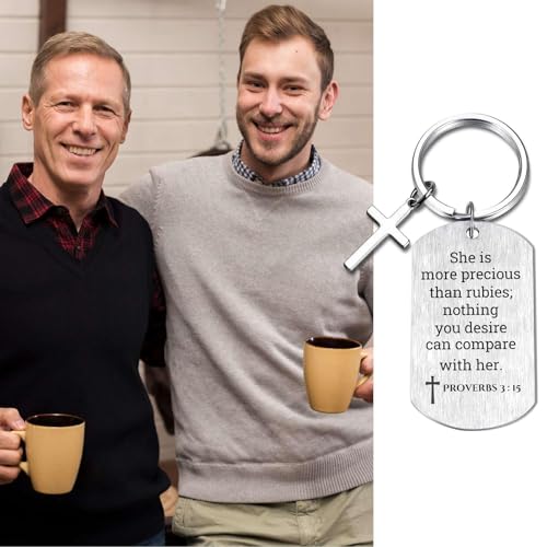 Inspirational Scripture Keychain with Cross - Bible Verse Matte Key Chain Religious Gift for Christian - style: Proverbs 3:15