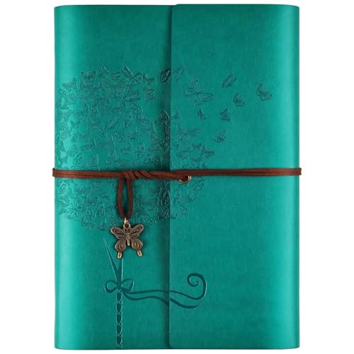OMEYA Leather Journal Notebook, Refillable Writing Journal Diary Planner，Gifts For Women,Men, Girls, Sister, Friends (Blue, A5-9.3''×6.3'') - color: Blue, size: A5-9.3''×6.3''