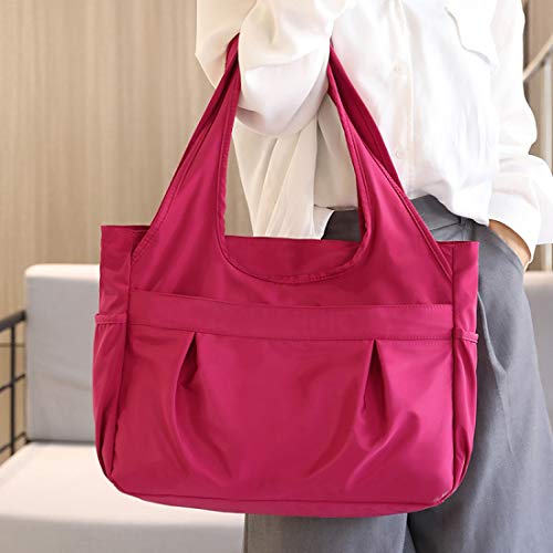 Tote Bag for Women Nylon Lightweight Large Handbag Purses Multi-pocket Shoulder Bag for Work Travel - color: Navy