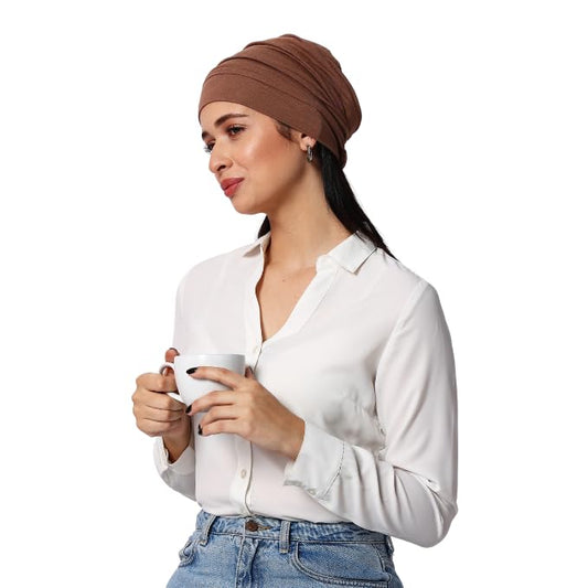 Chemo Silky Soft Slouchy Snood Bamboo Cap Beanie for Women Cancer Hair Loss Turban Hat Chemo Headwear Women - color: Mocha