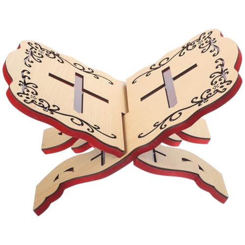 Operitacx Wooden Quran Stand, Traditional Foldable Rehal Rihal Book Holder for Reading Holy Books, Simple Prayer Display Stand for Mosque & Home Study, Religious for Eid Ramadan