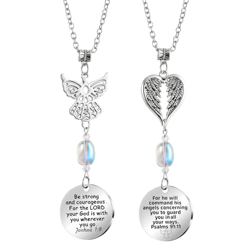 2pack Guardian Angel Car Charms for Rear View Mirror,Rearview Mirror Accessories,Christian Car Bible Decor,Rearview Mirror Hanging Accessories New Driver Gifts for Teen Girls Women Friend(2pack Set) - style: 2Pack Set