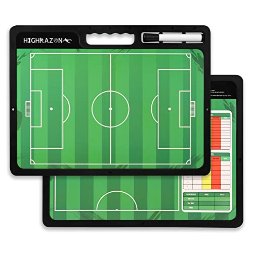 Dry Erase Soccer Clipboard for Coach, Premium Tactical Soccer Coaching Board, Portable Double Sides Full & Half Court Dry Erase Board with Marker - style: Soccer-C