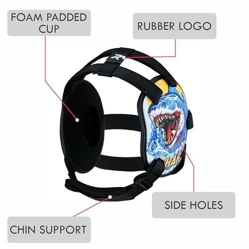 ROAR-INT Kid's Ear Guard BJJ Grappling Head Guard Adjustable Wrestling Headgear for Boys and Girls Earguard MMA Jiu Jitsu (Shark) - color: Shark