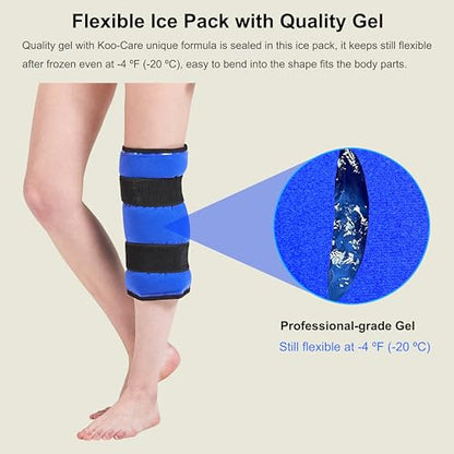 Koo-Care Extra Large Gel Ice Pack for Injuries Reusable Flexible Hot Cold Therapy Compress with Strap for Shoulder Rotator Cuff, Back, Hip, Shin - Knee Replacement Surgery Pain Relief XL 13" x 14.7" - size: 13" x 14.7" (1 Pack)