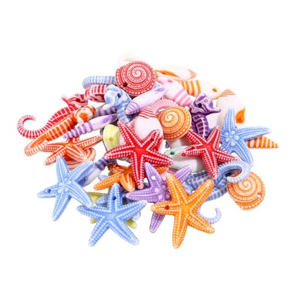 TENDYCOCO Mini Beach Seashells Sea Star Seahorse Natural Conch for Home Decorations Beach Theme Party Wedding DIY Crafts Fish Tank Vase Fillers Bonsai Decor 48pcs