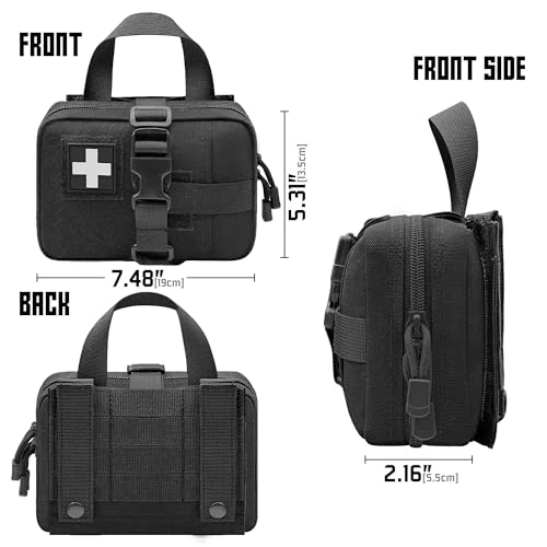 Upgrade Molle Rip Away Ifak Pouch, Tactical Small Belt First Aid Pouch Medical Utility EMT Pouch Only - color: BLACK