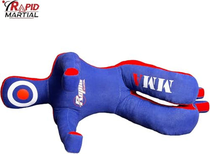 Brazilian Grappling Submission Sitting Laying Throwing Dummy Wrestling Dummy Punching Heavy Bag - UNFILLED 4/48 inches Feet- Kneeling(Multicolored-Blue-Red)