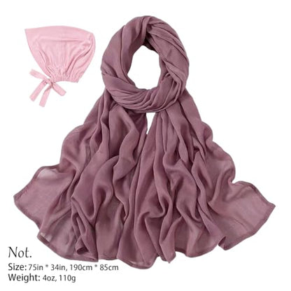 Modal Cotton Hijab Scarf for Women with Undercap Set - color: Dusty Rose