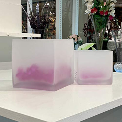WGV Cube Glass Vase, Candle Holder, 5"x5"x5", Frosted Elegant Floral Accent Container Planter Terrarium Storage for Wedding Party Ceremony Event Office Home Decor, 1 Piece - size: 5" Frosted