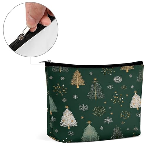 Christmas Tree Snowflake Makeup Bag, Travel Toiletry Organizer, Cosmetic Pouch for Women, Birthday Presents for Mom Girls Women Sisters - color: Christmas Tree Snowflake