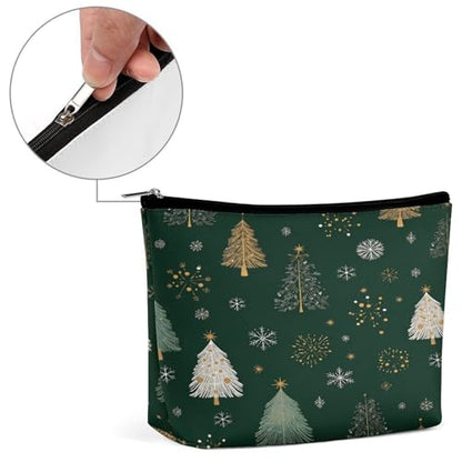 Christmas Tree Snowflake Makeup Bag, Travel Toiletry Organizer, Cosmetic Pouch for Women, Birthday Presents for Mom Girls Women Sisters - color: Christmas Tree Snowflake