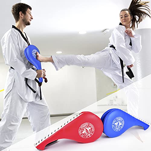 Taekwondo Kick Pads 2PK, Karate Martial Arts Training Equipment Kicking Target Pad, Double Strike Boxing Pads for Kids Youth Adult (Blue&Red)
