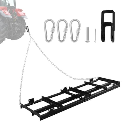6FT Drag Harrow Driveway Grader Heavy Duty Power Lawn Rake with 4FT Chain Tow Behind for ATV, UTV, Tractor, Mower, Land Leveler for Gravel, Sand, Soil, Hay - size: 6FT