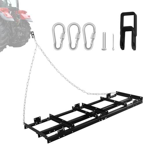 6FT Drag Harrow Driveway Grader Heavy Duty Power Lawn Rake with 4FT Chain Tow Behind for ATV, UTV, Tractor, Mower, Land Leveler for Gravel, Sand, Soil, Hay - size: 6FT